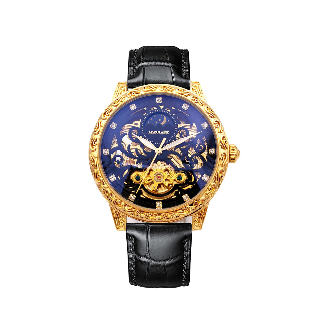 Mechanische Herrenuhren Automatik Wasserdicht Business Armbanduhr Lederuhr | 2120-6 