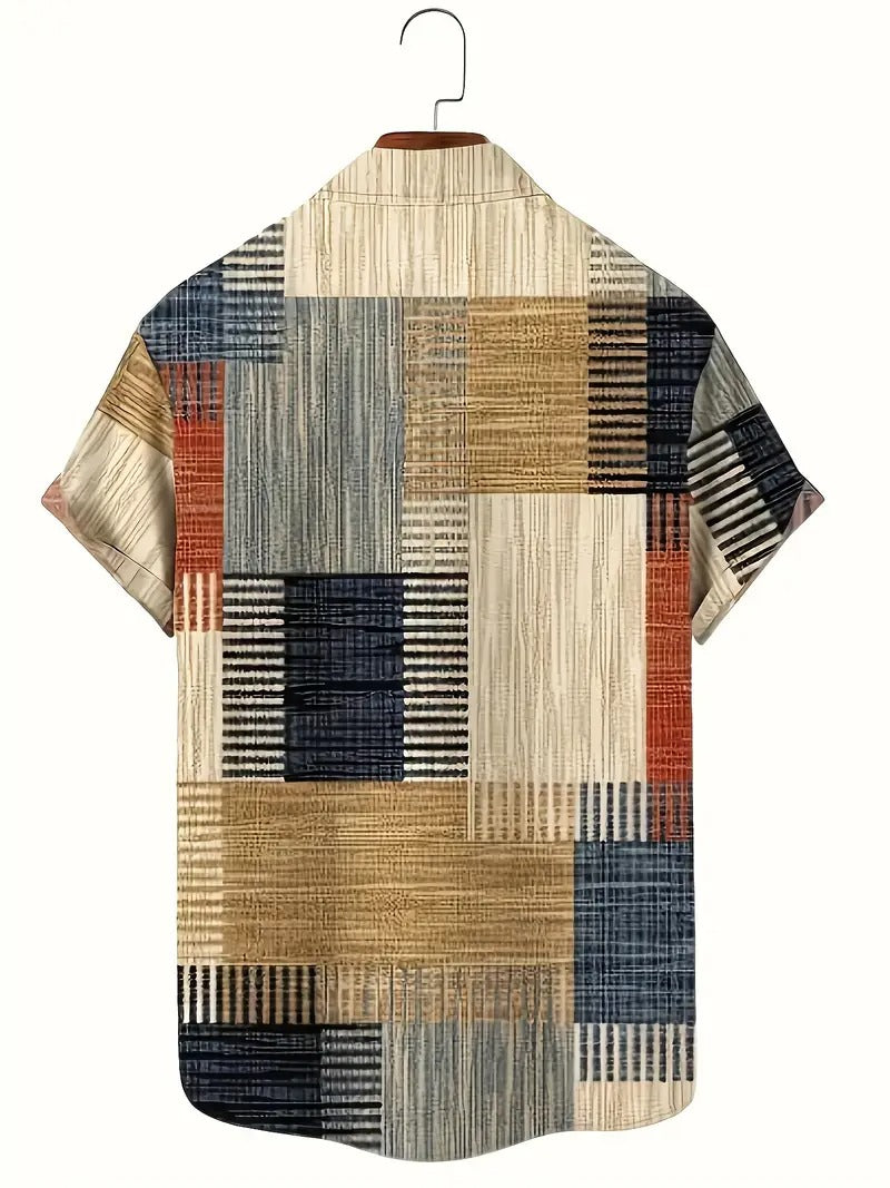 Sommer Essential Herren Kurzarmhemd mit 3D-Druck, knitterfrei, übergroß, lässig, Button-Up | F170P1016 