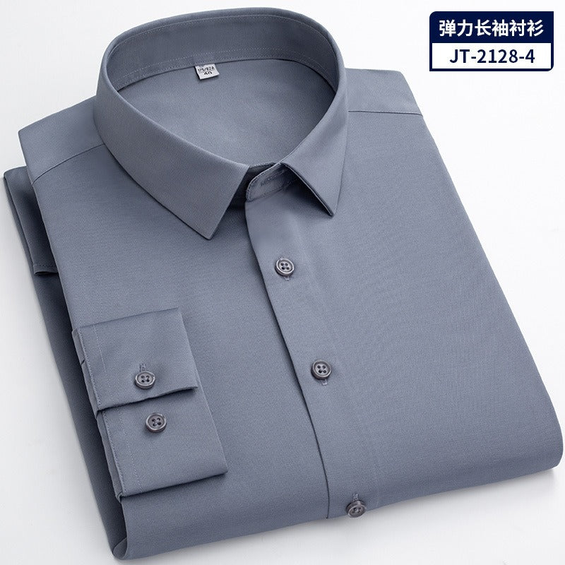 Camicia a maniche lunghe ad asciugatura rapida, vestibilità slim, tinta unita, vestibilità elastica, formale | JT-2128 