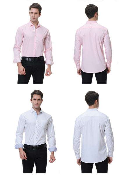 Men's Bamboo Fiber Long-Sleeved Shirts - Solid Color, Breathable & Non-Iron Casual Shirt | S01