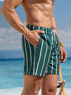 Gestreifte Strandshorts für Herren – Lässig, bequem und cool mit Taschen | Normale Passform, gewebter Stil | 13265 