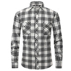 Herren Slim Wear Plaid Premium Langarm Doppeltasche Flanell Außenhandelshemd | M501 