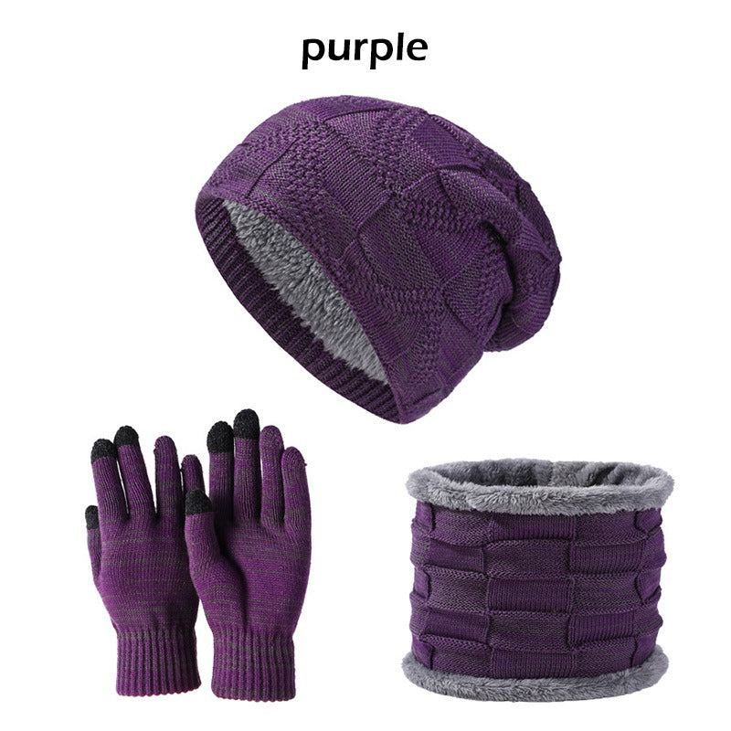 Unisex Winter Beanie Mütze Schal Touchscreen Handschuhe Set Strick Slouchy Beanie Skull Cap Fäustlinge Kreis Schals | DXBN092