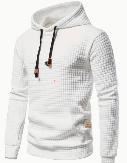 Casual Pullover Hooded Sweatshirt Hoodie Waffle Pattern Solid Hoodies | W02