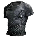 Herren T-Shirt Sommer Tops Kompass Bedruckt Kurzarm T-Shirts Freizeithemd 