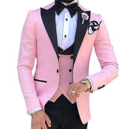 Costume 3 pièces pour homme coupe slim pour marié, soirée formelle, bal de fin d'année et mariage, smoking, veste, pantalon et gilet