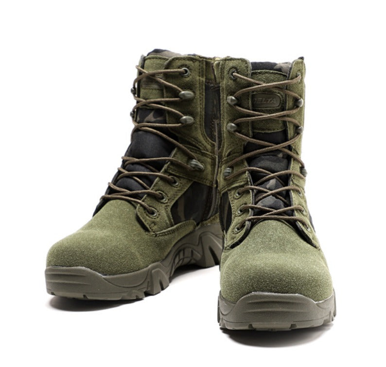 Men's Green Camouflage Delta Tactical Boots Thick Padded Collars Suede Combat Military Grade Shoes