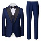 3-teiliger Herrenanzug mit Kragen für Hochzeitsfeiern und formelle Smokings, Jacke mit Hose, Weste, Anzug-Sets | 701 