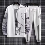 Polo-Langarmshirt mit Hose, Golf-Poloshirt, Pullover-Set, lässiges Waffel-Oberteil mit Rundhalsausschnitt für Herren 