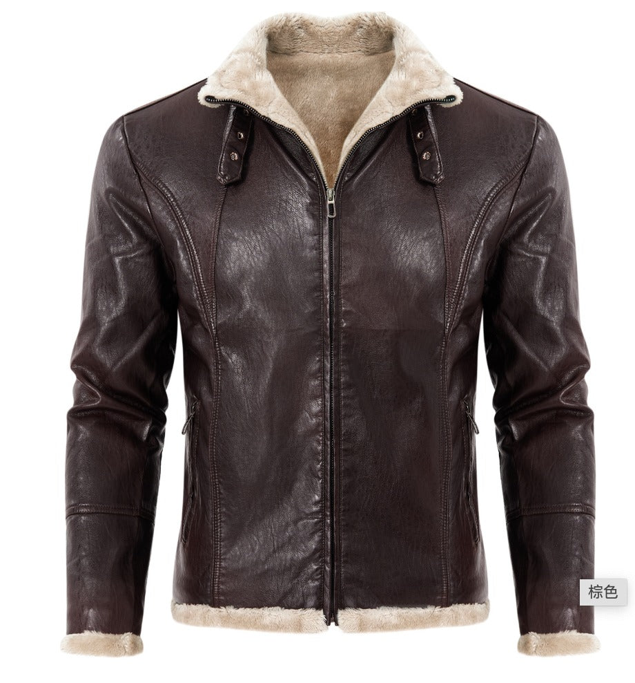 Premium Quality Winter Casual Warm Thick Fur Collar Cotton Leather Jackets | PY916-P90