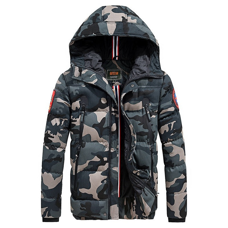 Western Size Down Army Military Camouflage Jersey Thick Winter Warm Puffer Hooded Jacket | K-7711