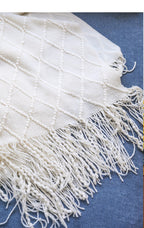 Gemütliche Strickdecke mit Quasten, leichtes, atmungsaktives Acryl für Sofa- und Reisekomfort | YENLN06 