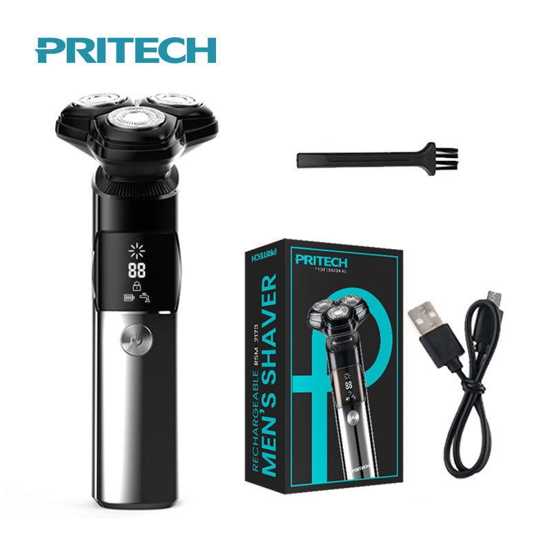 PRITECH Dreifach-Rotationsrasierer, wiederaufladbarer 1200-mAh-Bartrasierer für präzise Rasur | RSM-2173 