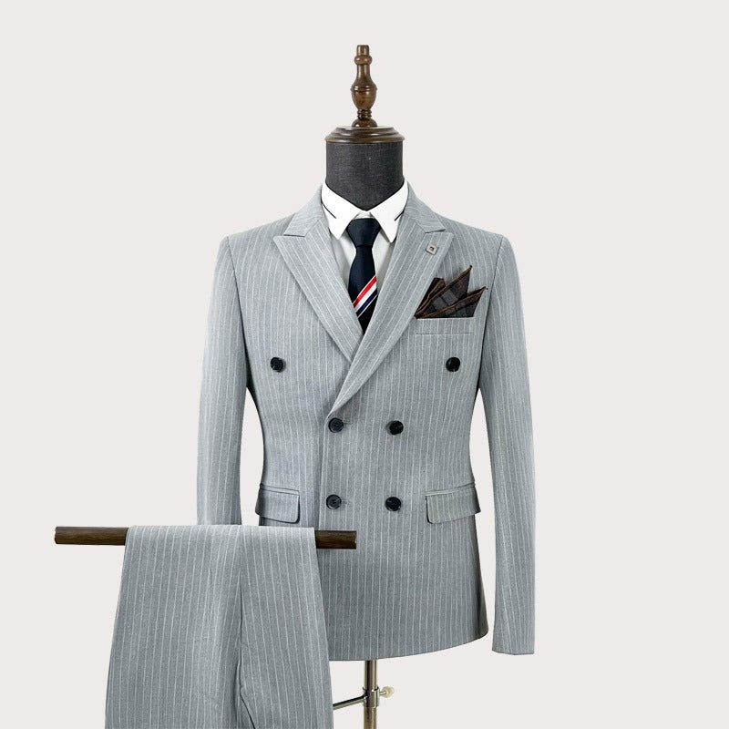 Zweireihiger Herrenanzug, 3-teilig, maßgeschneidert, Smart Fit, für Anlässe, Partys, Business-Anzüge (Blazer + Weste + Hose) | HC67 