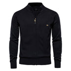 Herren-Strickjacke mit V-Ausschnitt und Farbbesatz – Lässiger, locker sitzender Pullover mit Knöpfen für den Herbst | SW199 