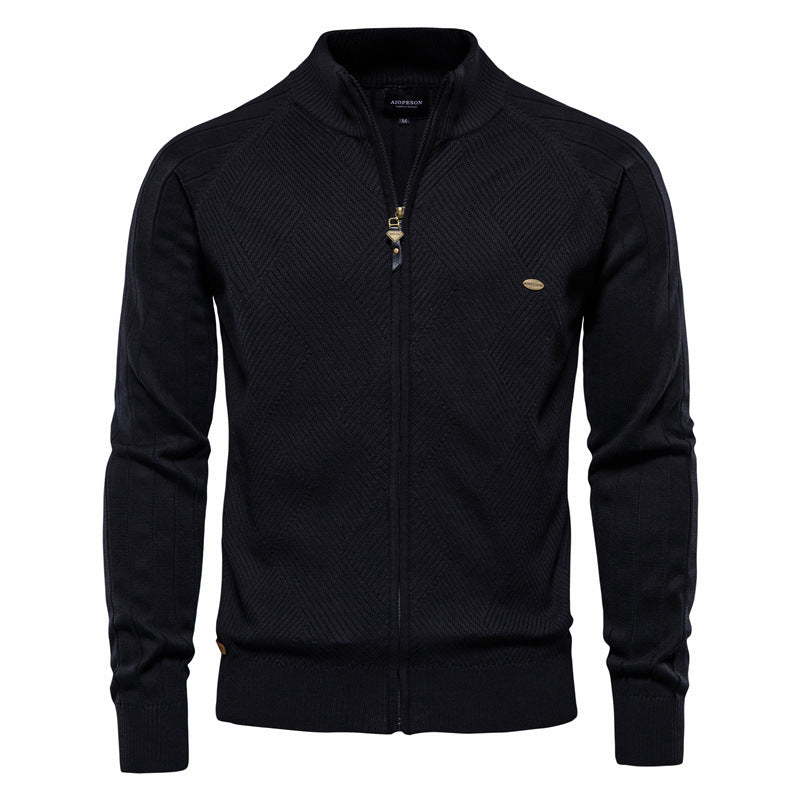 Herren-Strickjacke mit V-Ausschnitt und Farbbesatz – Lässiger, locker sitzender Pullover mit Knöpfen für den Herbst | SW199 