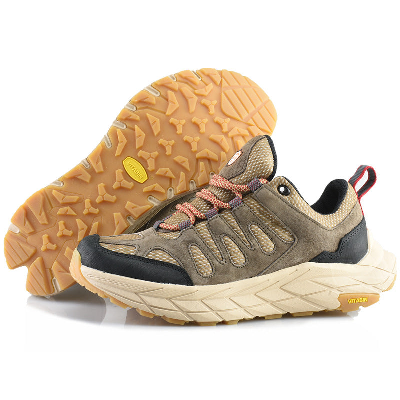 ECAF HTRON EHT Men‘s Genuine Leather Hiking Boots Thick Sole Outdoor Trail Shoes Anti-Slip & Breathable Trekking Trainers