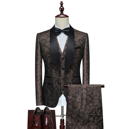 Completo da uomo 3 pezzi smoking set motivo floreale qualità premium blazer gilet e pantaloni set 3 pezzi festa di nozze e occasioni festive | 802 