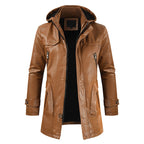 Herren-Lederjacke in mittlerer Länge, Jugend-Windjacke aus PU-Leder | XT1045 