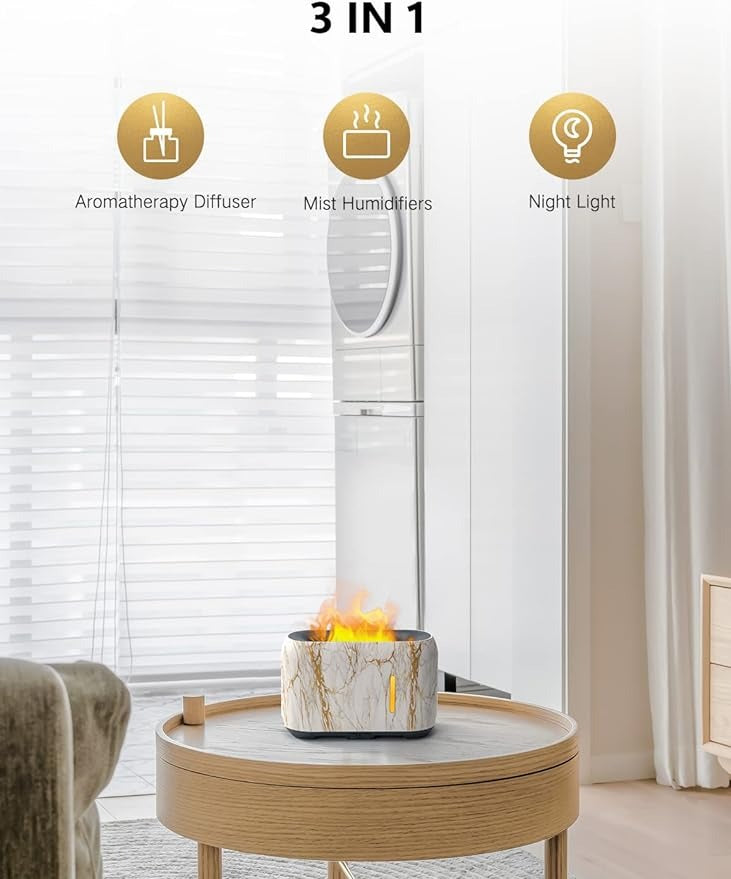 Aroma-Ultraschall-Luftbefeuchter mit kühlem Nebel, 3D-Feuer-Luftdiffusor, Aroma-Diffusor für ätherische Öle, Flamme | 