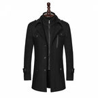 Herren Doppelkragen Wollmantel Warm Plus Size Langer Mantel Winddichter Trenchcoat | 1004 