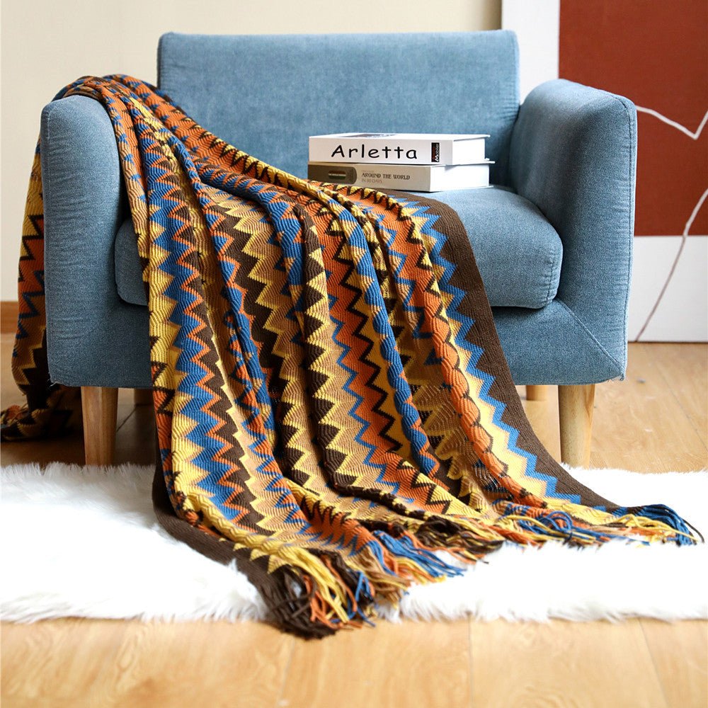 Cozy Knit Blanket with Tassels Soft and Stylish Throw for Home Comfort | JB013