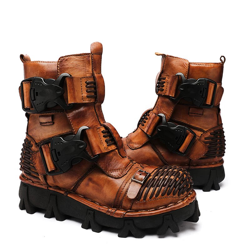 Men’s Genuine Leather Harley Motorcycle Boots | Anti-Slip Work Boots | 6618