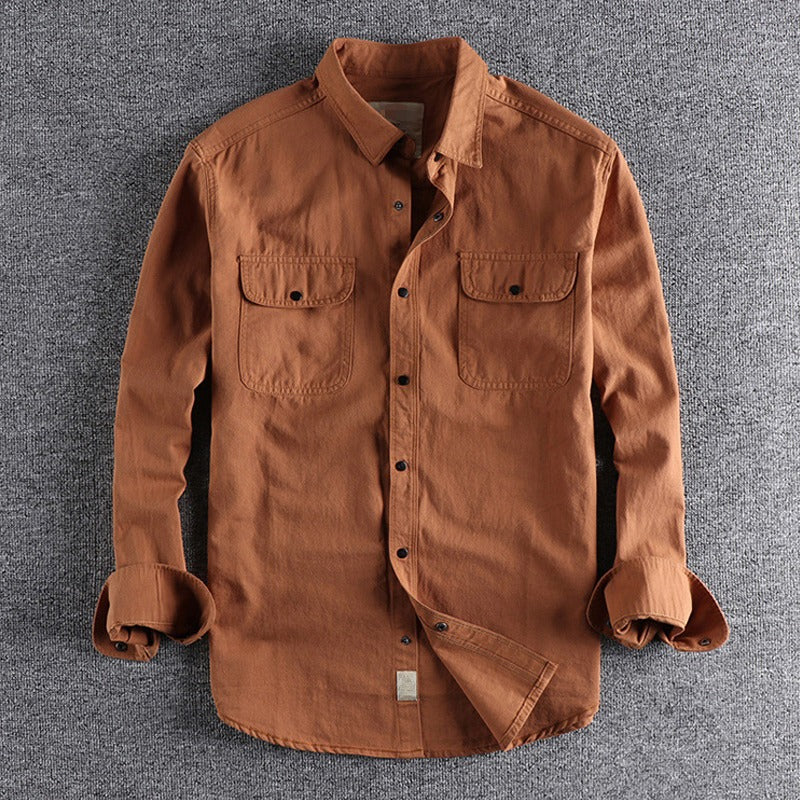Vintage Workwear Doppeltaschenhemd Retro Casual Classic Shirt Top für Herren | V38 
