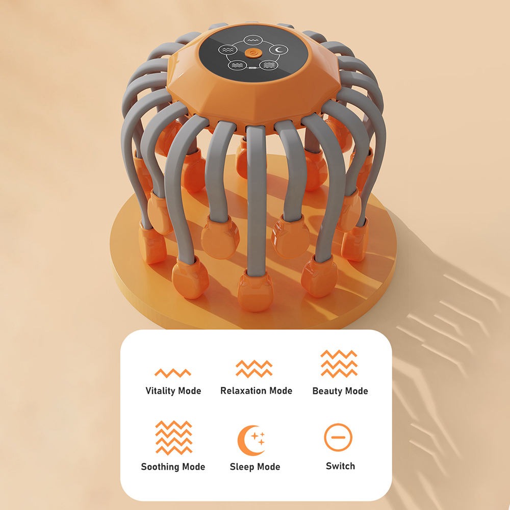 Intelligente Vibrations-Ganzkörper-Entspannungs-Kopfhautmassagemaschine lindert Müdigkeit Elektrisches Oktopus-Kopfhautmassagegerät | MZ-HM156 