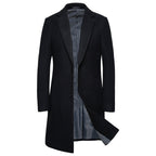 Herren Trenchcoat aus Wolle mit Umlegekragen, lang, aus Wolle und Wollmischungen, Wolljacke, Mantel | JJ-YF601 