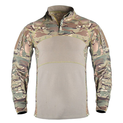 Men's Tactical Long Sleeve Shirt Airsoft Military Camo Pullover T Shirt | 00856