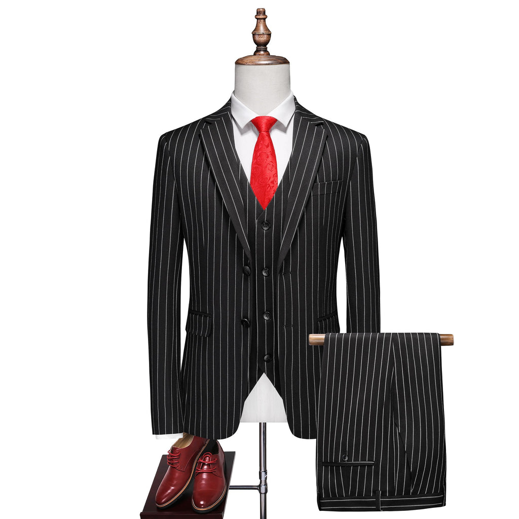 Men's Slim Fit Three-Piece Suit Set | Fashion Big & Tall Wedding Banquet Blazer with Waistcoat | Modern Business Formal Wear | 838