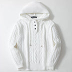 Herren-Strickwaren, gedrehter Kordelzug, Kapuzenpullover, 7-Nadel-Woll-Sweatshirtjacke | SY0139 
