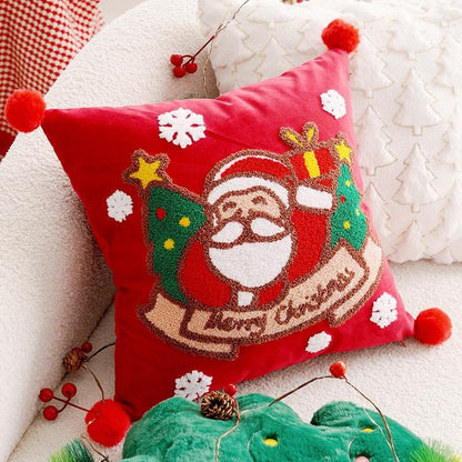 Christmas Embroidery Pillowcase - Removable Cushion Cover for Bedroom & Living Room |