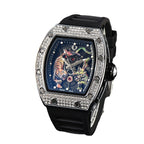 Herren Top RM Luxusuhr Leuchtendes Drachentiger Diamantmuster Automatische Gummiuhr | 9924LH 