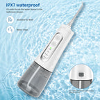 Wasserdichter, wiederaufladbarer, kabelloser, elektrischer, tragbarer Jet-Zahnreinigungs-Munddusche mit Wasser-Flosser | 