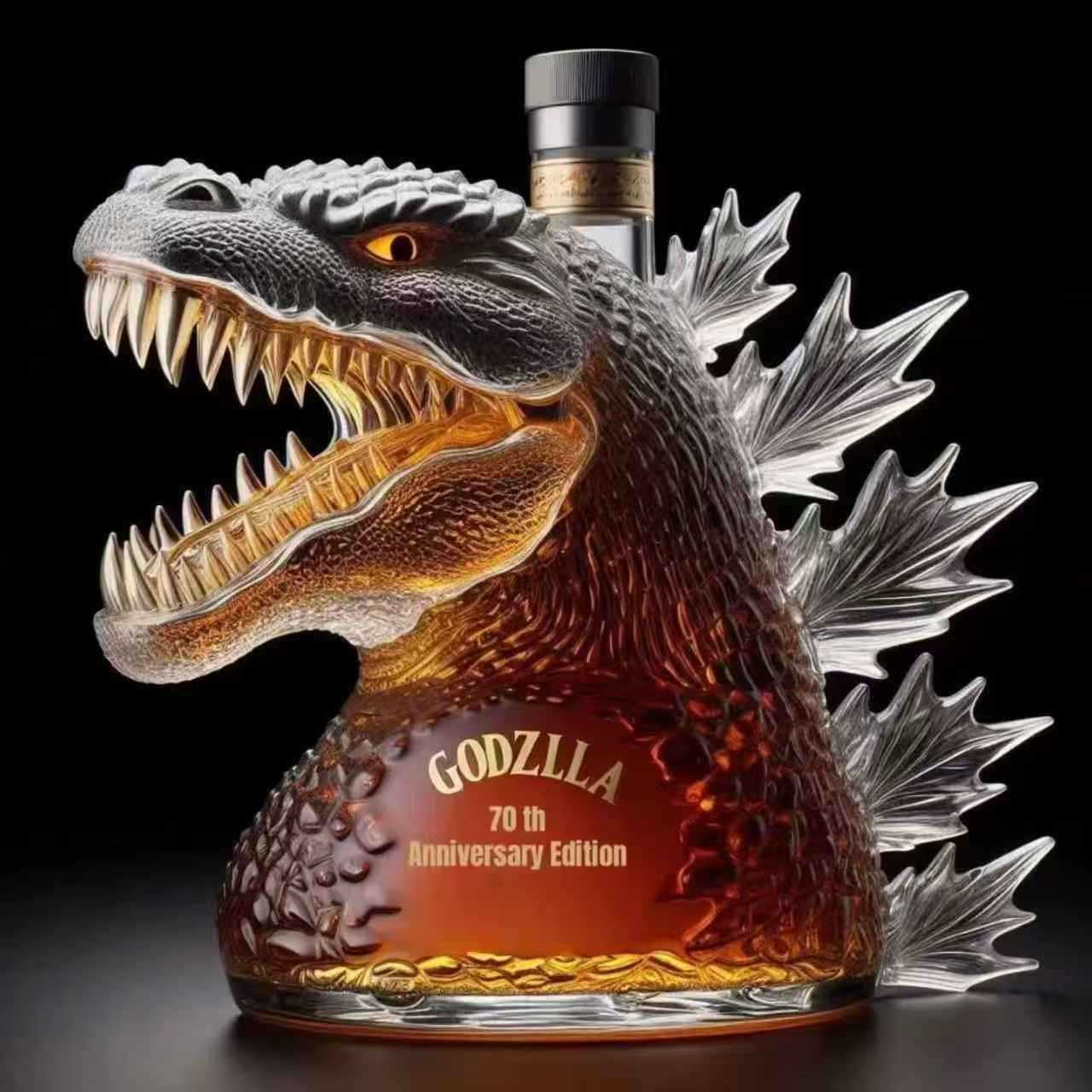 Godzilla Whiskey Bottle Collectible Monster-Shaped Glass Decanter 300ml Novelty Liquor Container for Home Bar & Gifts
