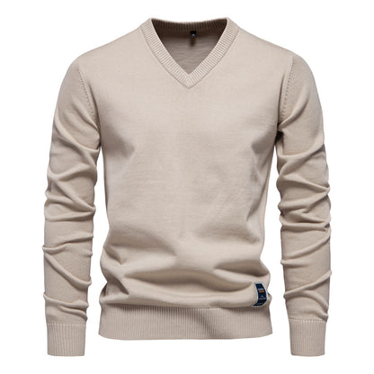 Winter Pullover Sweater V-neck Solid Color Long Sleeve Warm Sweaters Tops | VSW-02