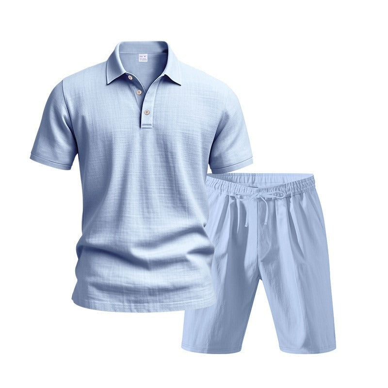 Atmungsaktives Leinen-Polo-Set für Herren – Cooles und bequemes Shirt- und Shorts-Outfit-Set | BKCS-20