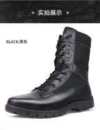 Men's Tactical Combat Boots | Outdoor Hiking Ankle Boots | Anti-Puncture & Durable Leather Work Boots | DKHYA7-91613