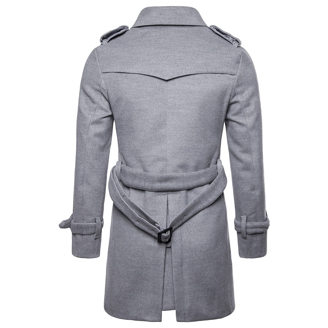 Herren Wolljacke Mittellang Trenchcoat Zweireihig Herren Slim Fit | B050 