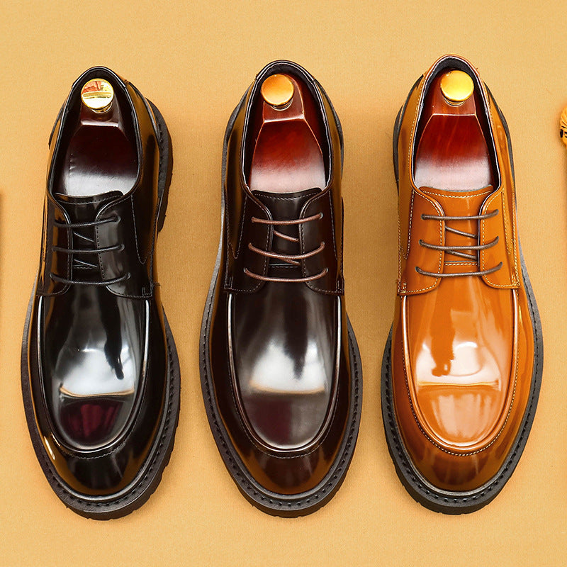 Farvarwo Men's Genuine Leather Derby Shoes | Thick Sole Business Oxfords with Height Boost | Formal Casual Round Toe Footwear | 23552