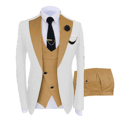 Men Custom Made Two-Color Suit 3 Pieces Tailored Groom Wedding Slim Fit Blazer Jacket Vest Pants Set Tuxedo Suits| LR908