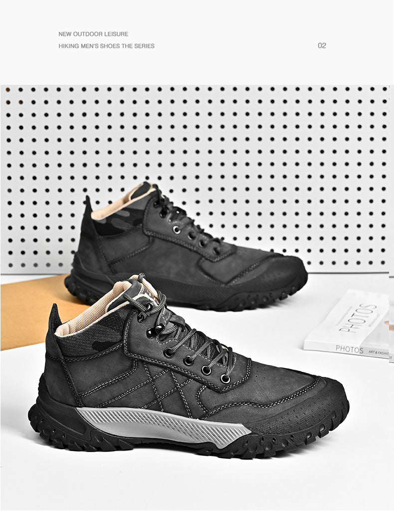 Herren-Wanderschuhe aus echtem Leder, High-Top-Outdoor-Martin-Stiefel und trendiges Schuhwerk | 2319 