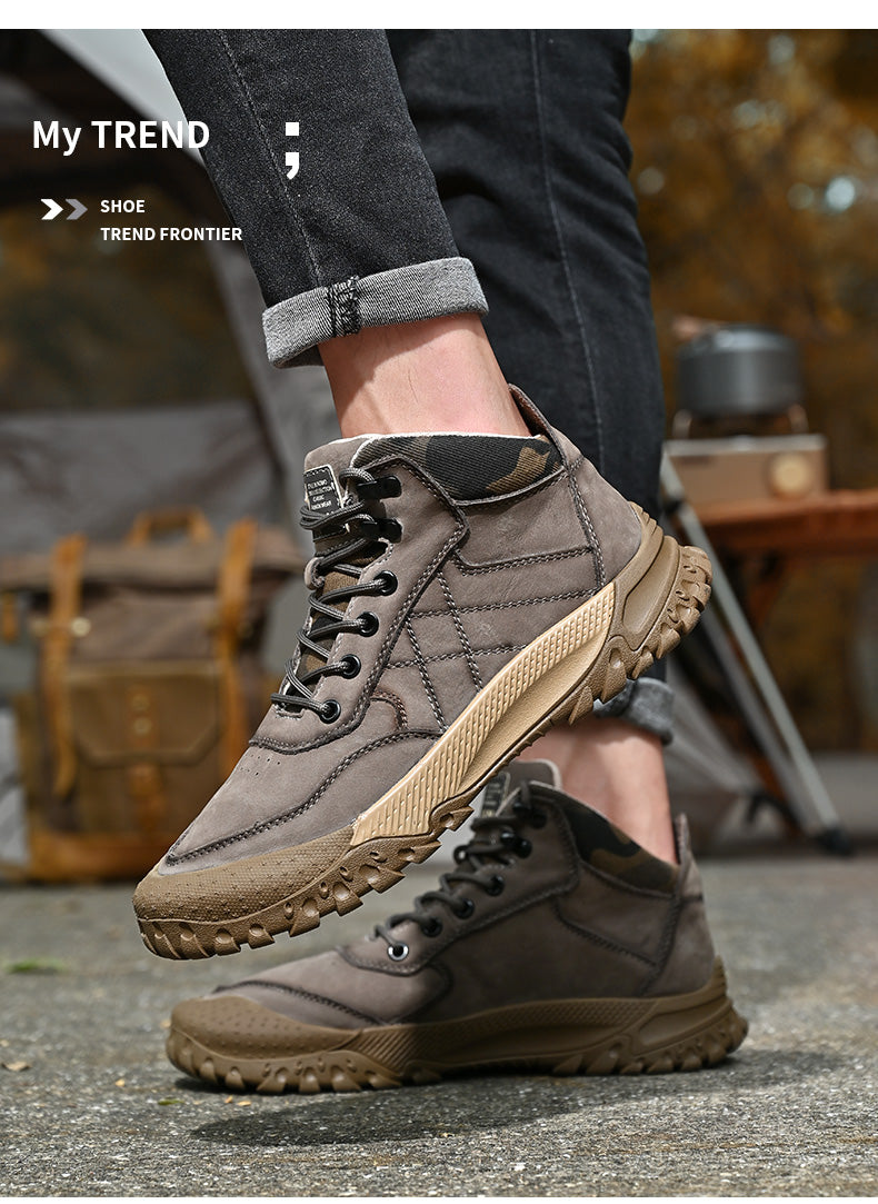 Men's Genuine Leather Hiking Shoes High-Top Outdoor Martin Boots & Trendy Footwear | 2319