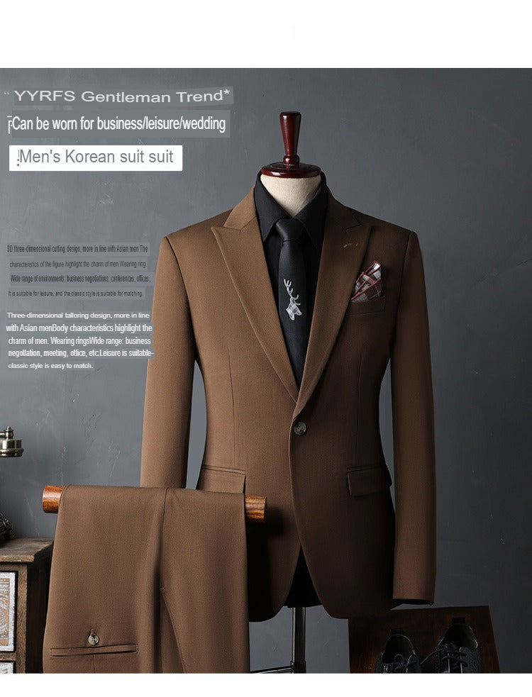 Men's Suits Polyester Wedding Dress Business Tuxedo 2 pieces Suits Set (Blazer + Trouser) | S8018