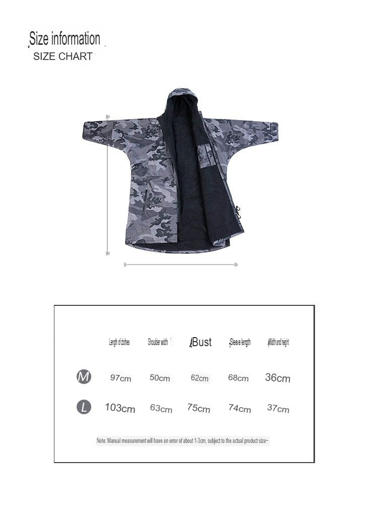 Warmer, wasserdichter Schwimmparka, übergroßer Bademantel mit Kapuze, Sherpa-Innenfutter, Bademantel, Trockenmantel, Surfponcho | BCP266 