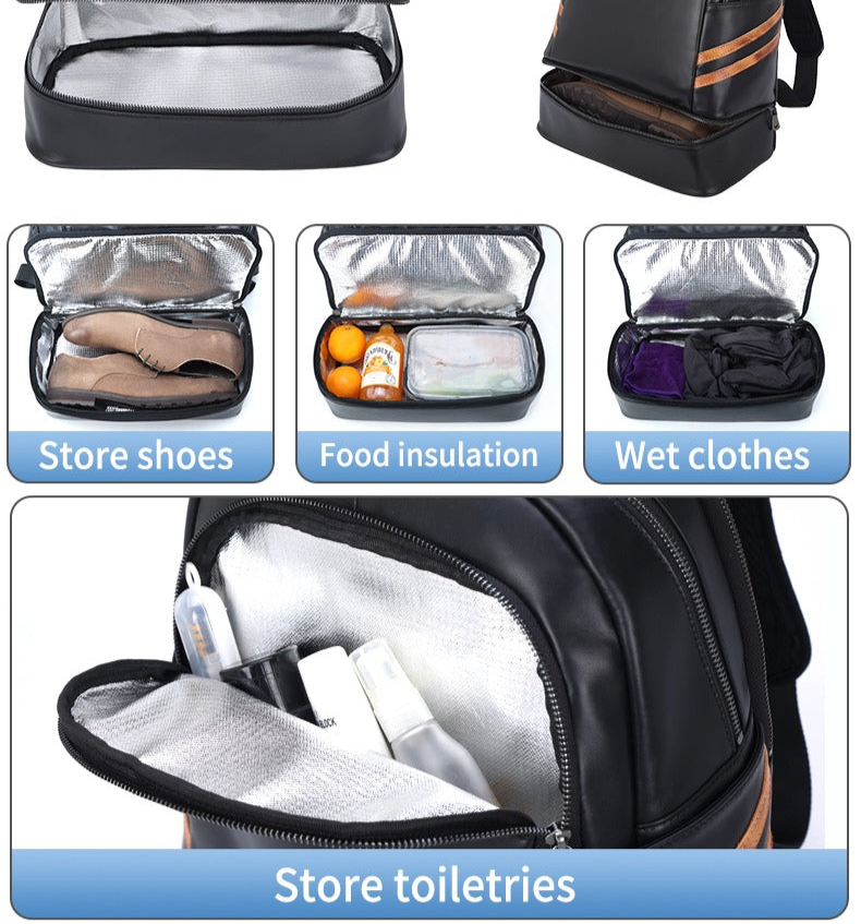 Hochwertiger, wasserdichter Rucksack aus echtem Rindsleder mit großem Fassungsvermögen, tragbarer Multifunktions-Laptop-Rucksack | 3737 