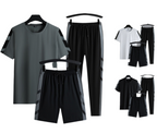 Herren-Set Kleidung 3-teilig T-Shirt Kurzarm Einfarbig Sommer-Sets | 1083 