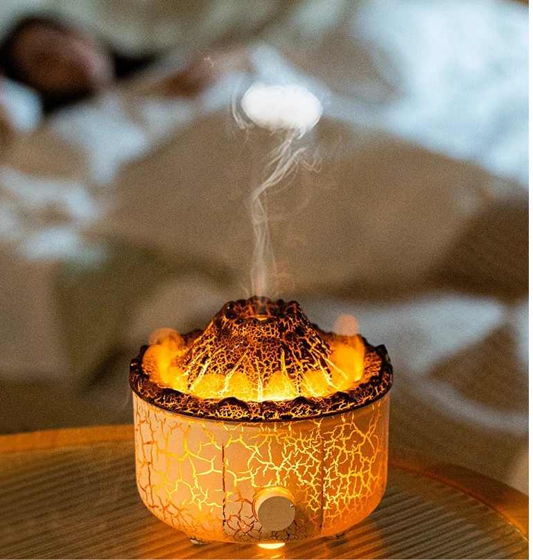 Lava Cracked Volcano Diffusor für ätherische Öle, Quallenspray, Simulation von Feuer und Flammeneffekt, Luftbefeuchter, Heimdiffusor | V21b pro 